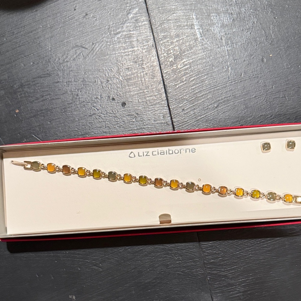 Liz Claiborne Gold and Green Bracelet